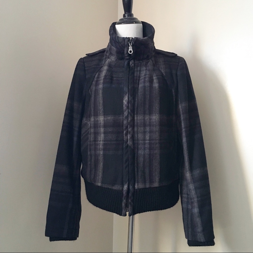 Zara Military Style Wool Bomber Jacket